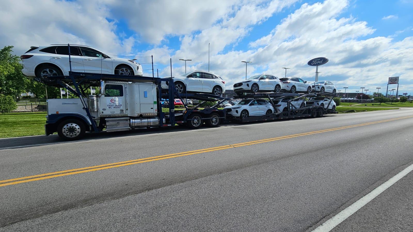 Loaded Car Hauler on the road